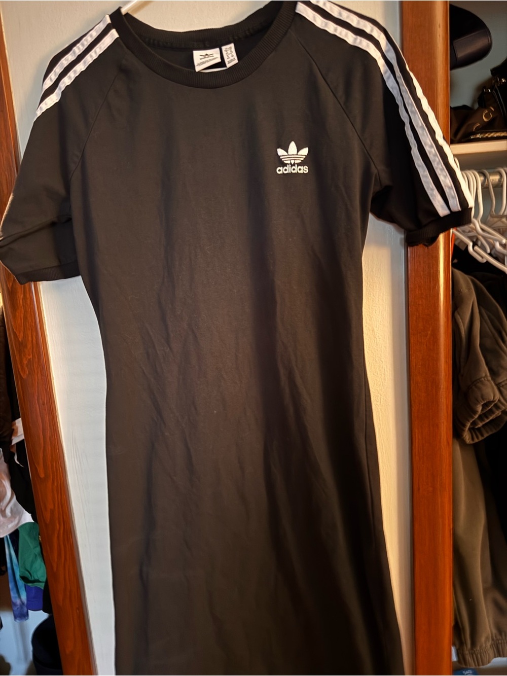 adidas Black and White Short-Sleeve Trefoil Tee Dress